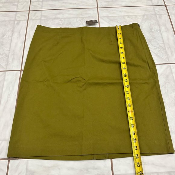 NWT J.Jill Olive Green Mustard Mini Skirt Womens 16 Contemporary Boho Travel - Picture 2 of 10